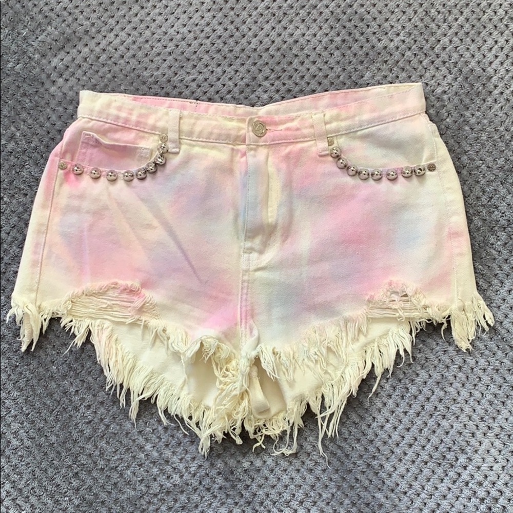 UNIF womens Cotton Candy Studded Jeans Shorts 30